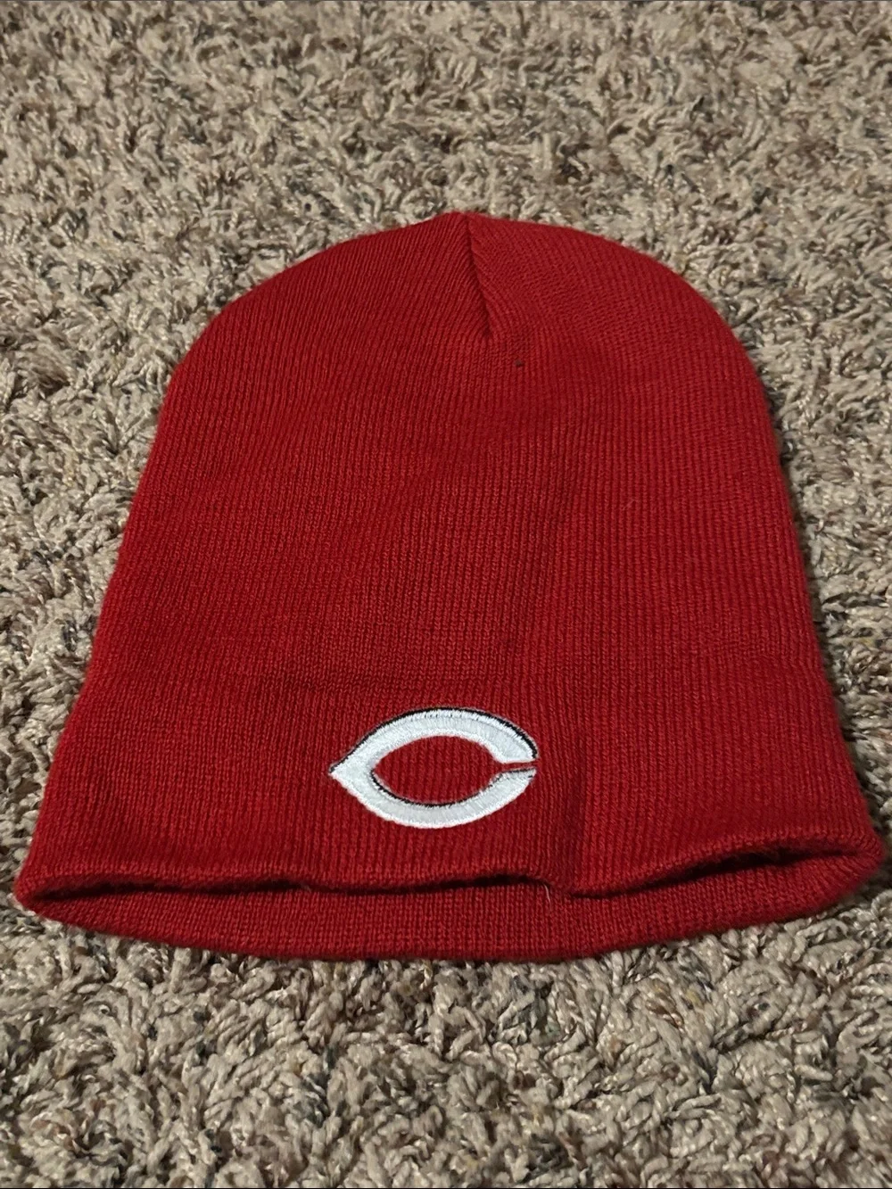 Red Kids Beanie Hat with White Logo